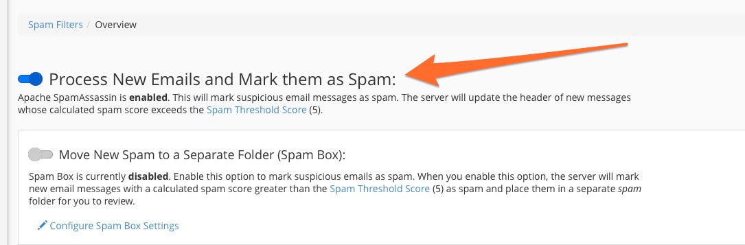 cPanel’s Spam Email Filters