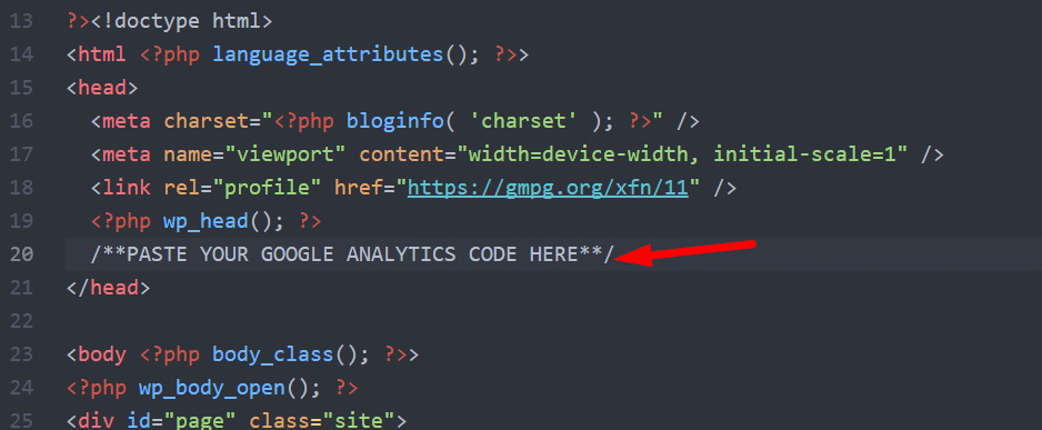 adding google analytics code in header file1