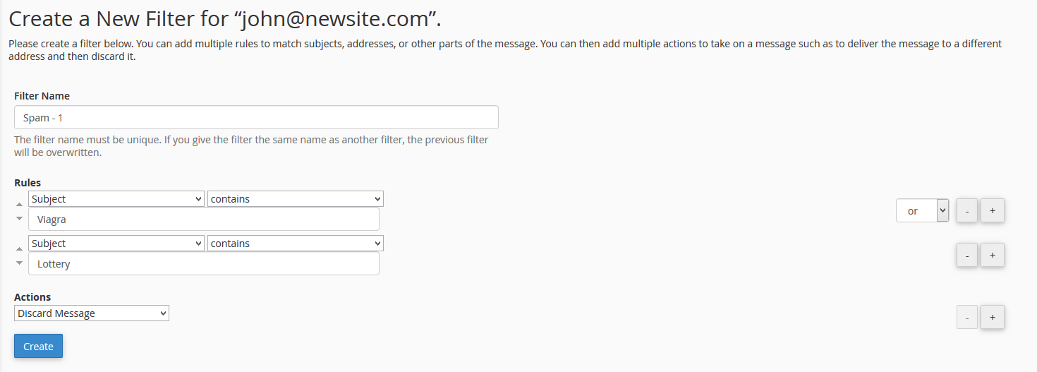 Email Filters in cPanel