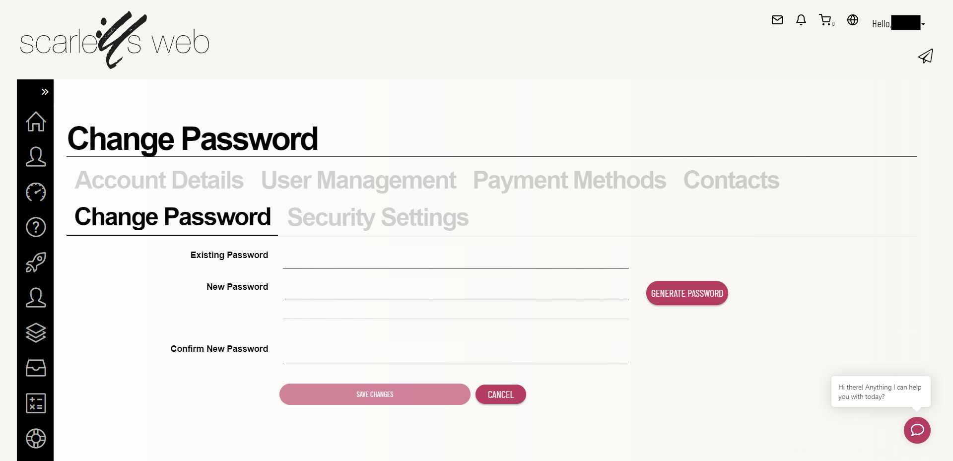 Change client area password