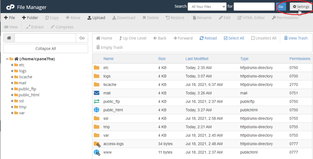 How to show hidden files (.htaccess) in cPanel File Manager