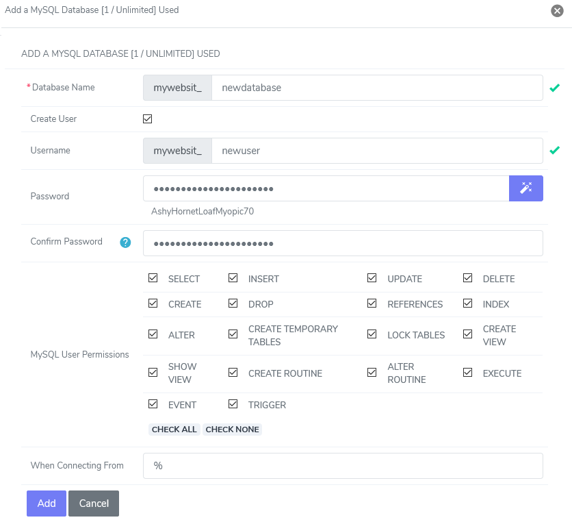 sw add database1